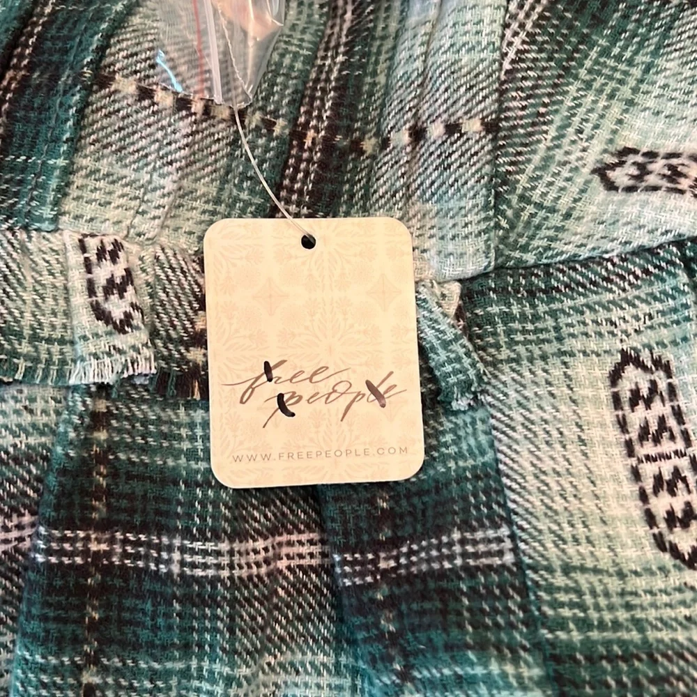 Free People Redwood Flannel Mini Dress Green - Picture 14 of 16